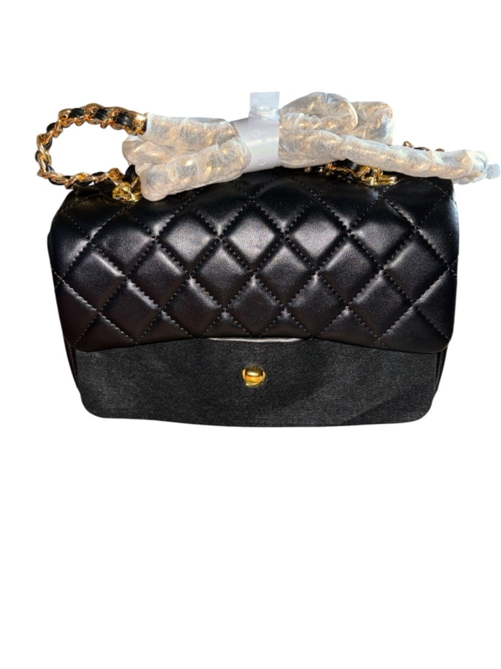 Quilted Black Chain Shoulder Bag - Classic Women's Handbag